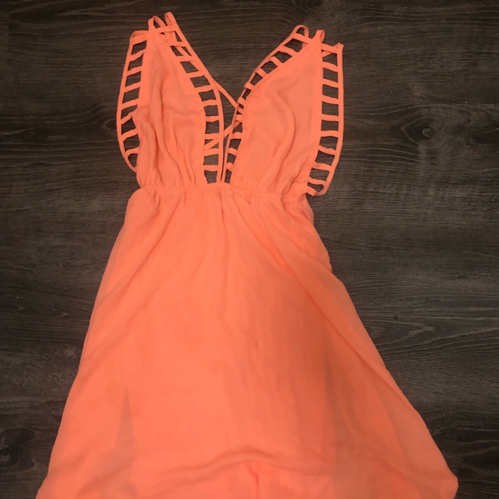 Neon salmon cut-out chest Tobi dress
